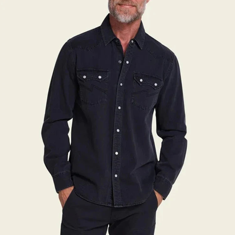 100% Cotton Casual Vintage Stonewash Eco-Friendly Regular Fit Versatile Style Snap Button Denim Shirts