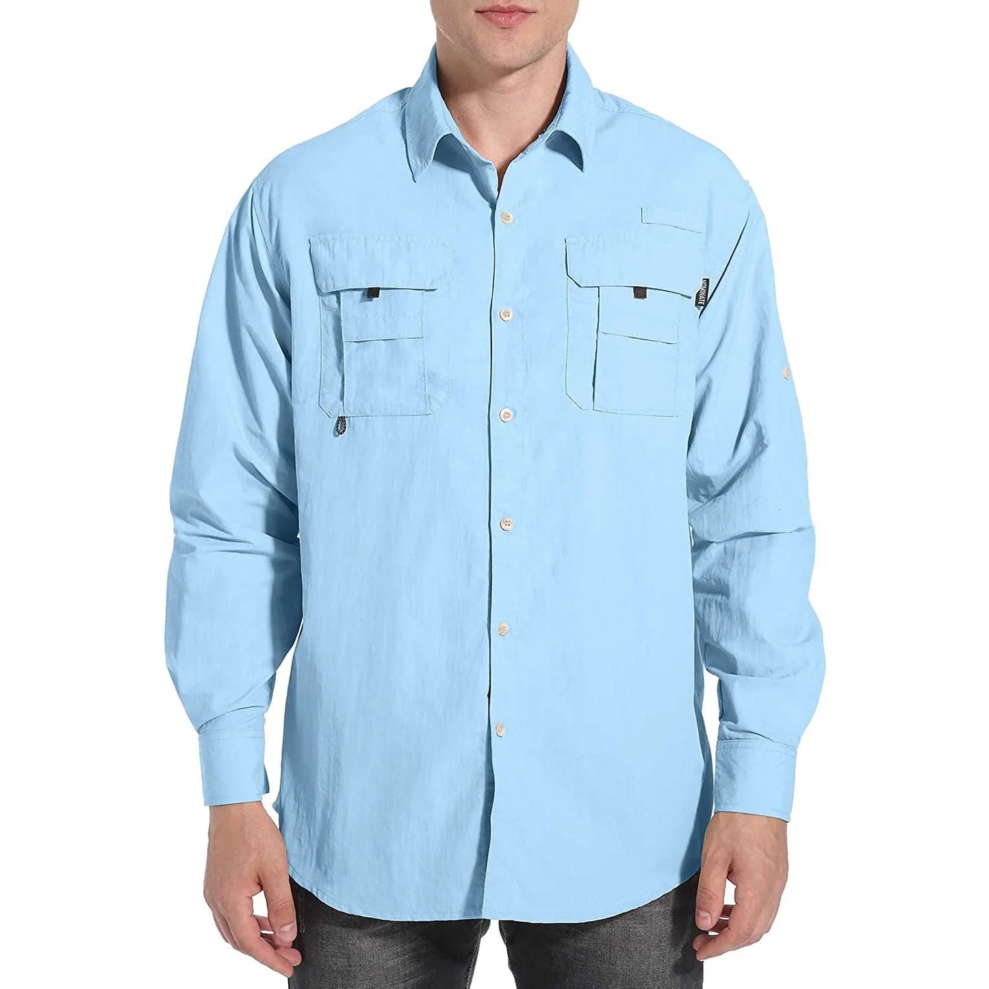 Men's Outdoor Fishing Shirt Long Sleeve Hiking Tops UPF 50+ Sun Protection Shirt Quick Dry Lightweight Shirt With Pockets