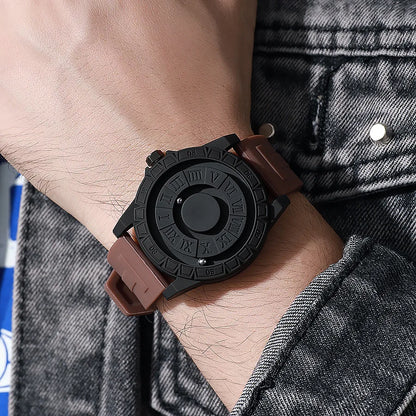 New Creative High-Tech Men's Watch Wholesale-Magnetic Levitation Ball Edgy Trendy Mirrorless Quartz Timepiece Silicone Pointer
