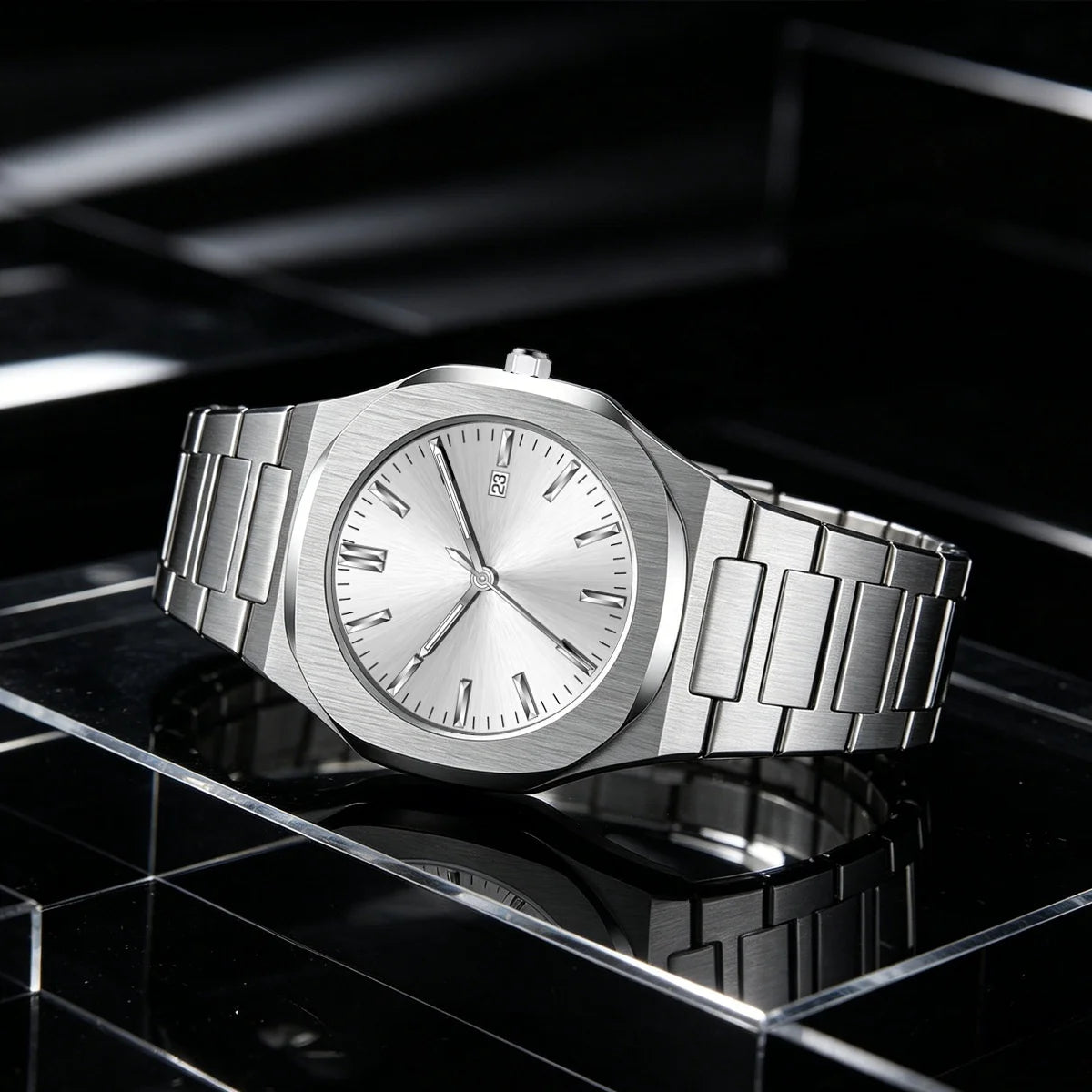 Relogio Masculino Wholesale Minimalist Custom Stainless Steel Band Men Wristwatches Waterproof No Logo Quartz Date Watch For Men