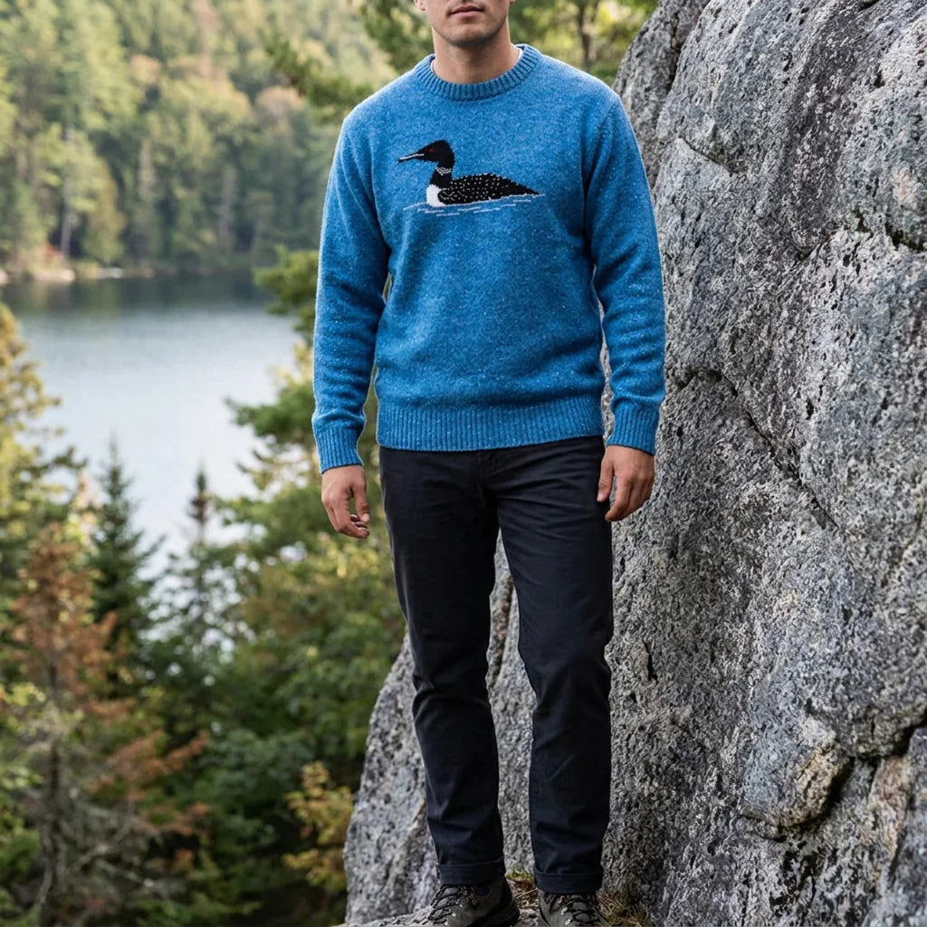 Embroidered Logo Knitted Men's Cotton Pullover Sweater With Breathable Design Full Sleeve