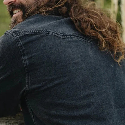 100% Cotton Casual Vintage Stonewash Eco-Friendly Regular Fit Versatile Style Snap Button Denim Shirts