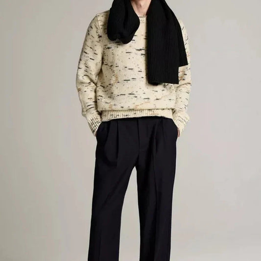 Men's Winter Pullover Knit 100% Wool Custom Logo Breathable Knitted Sweater