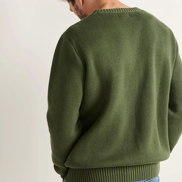 Ribbed Crew Neck Personalised Men's 100% Cotton Pullover Sweater With Logo