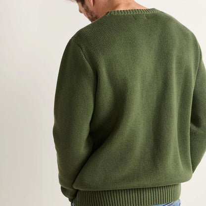 Ribbed Crew Neck Personalised Men's 100% Cotton Pullover Sweater With Logo