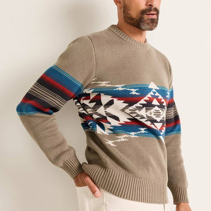 Geometric Jacquard Slim Fit Light Breathable Custom Logo Cotton Knit Sweater