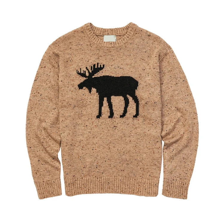 Wholesale Casual 100% Cotton Animal Print Breathable Pullover Sweater for Men Winter