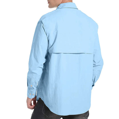 Men's Outdoor Fishing Shirt Long Sleeve Hiking Tops UPF 50+ Sun Protection Shirt Quick Dry Lightweight Shirt With Pockets