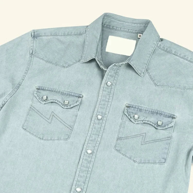 TY Pearl Snaps 100% Midweight Cotton Enzyme Wash Vintage Casual Eco-Friendly Regular Fit Denim Shirts