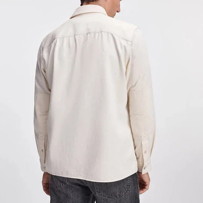 Vintage Casual Eco-Friendly Regular Fit Metal Buttons Turn-Down Collar Denim Workwear Shirt