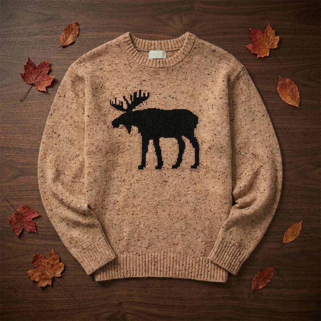 Wholesale Casual 100% Cotton Animal Print Breathable Pullover Sweater for Men Winter