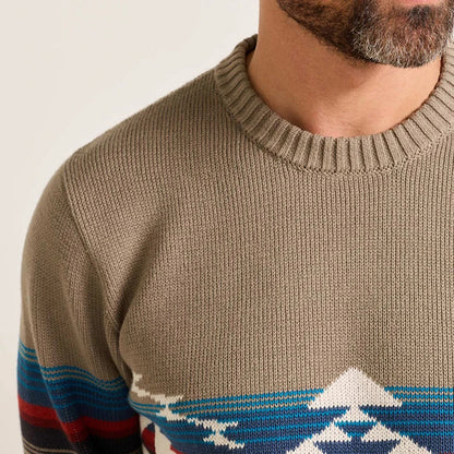 Geometric Jacquard Slim Fit Light Breathable Custom Logo Cotton Knit Sweater